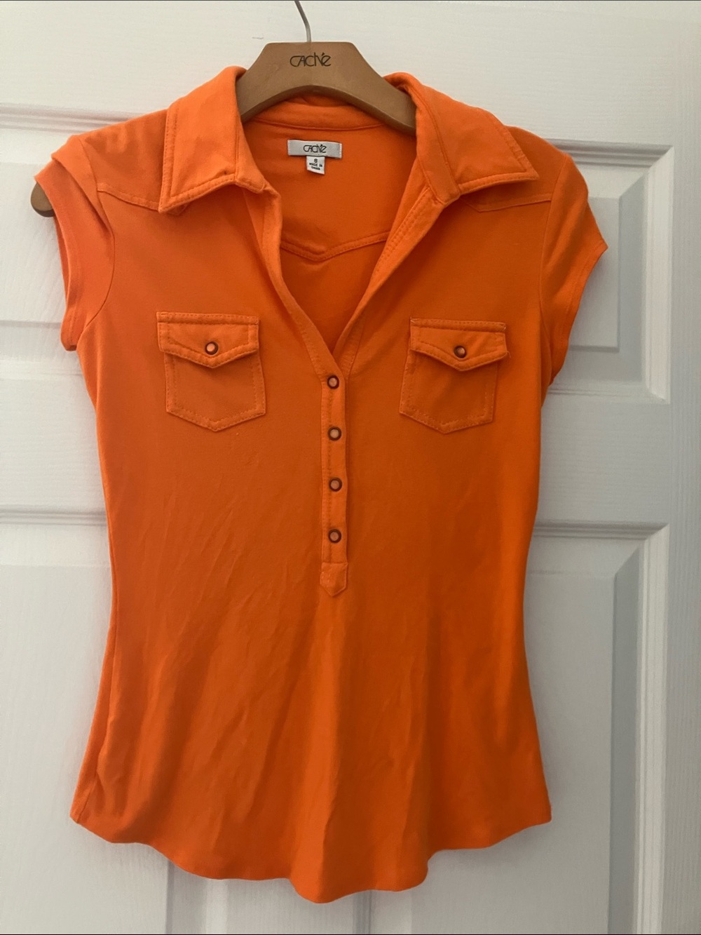 Cache Orange Short-Sleeve Button-Front Shirt